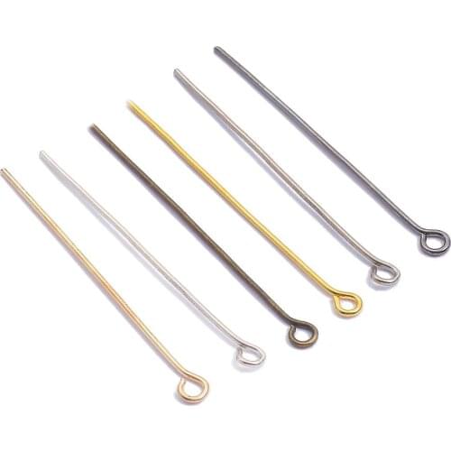 200pcs/lot Eye Head Pins 20 25 30 35 40 45 50 mm Eyepins Eye Pins Needles Supplies For DIY Jewelry Making Findings Accessories