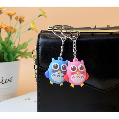 2019 new Fashion cute three-dimensional cartoon owl key chain cute small animal soft silicone key chain girls bag small pendant
