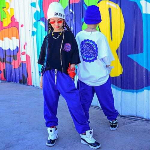 2021 Ballroom Hip Hop Dance Clothes For Kids Children Jazz Performance Costumes Street Dance Loose Hiphop Stage Outfits DQS7214