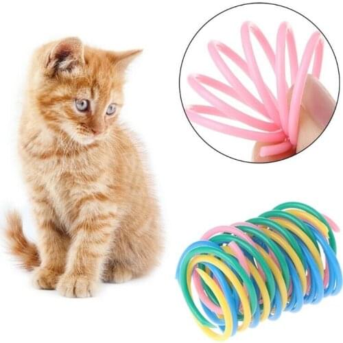 4pcs Kitten Cat Toys Wide Durable Heavy Gauge Cat Spring Toy Colorful Springs Cat Pet Toy Coil Spiral Springs Cat Toy