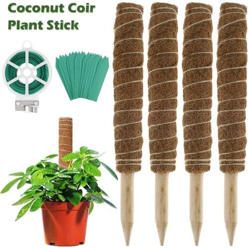 4PCS 40cm Plant Support Coir Totem Stick Moss Pole for Garden Extension Creepers Climbing Plant Accessories