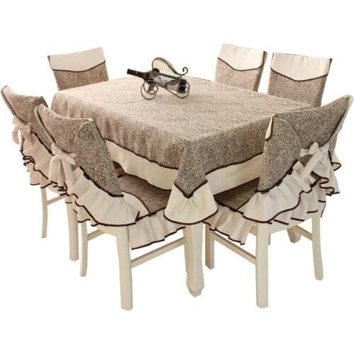 7 Pcs/Set Modern And Simple Splicing Tablecloth, Chair Cover, Cushion Set, Home Rectangle Round Table Decoration