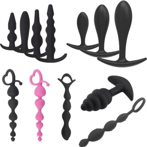 Silicone Butt Plug Thread Anal Plug Unisex Sex Stopper 8 Different Size Adult Toys for Men/Women Anal Trainer for Couples