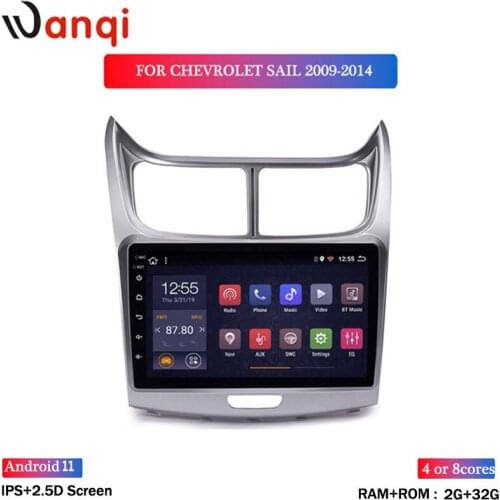 Wanqi Car Multimedia Player for Chevrolet Sail 2009-2014 Car GPS Radio Navigation 2G RAM 32G ROM 9 inch Touch Screen Android 8.1