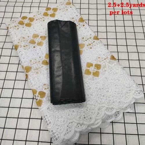 Bazin Riche Fabric With 100% Cotton Embroidered Dry Lace Hot Selling Organic Swiss Voile In Switzerland 2.5+2.5yards CP028