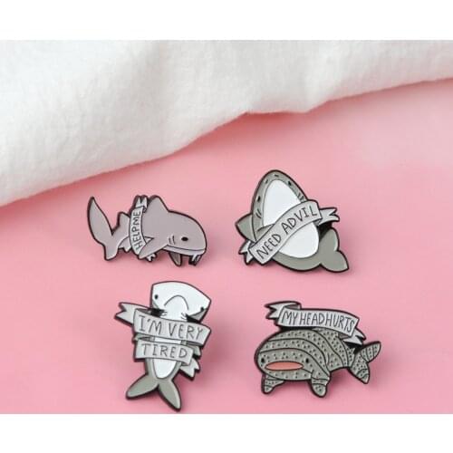 European and American Fashion Cute Cartoon Shark Shape Brooch Ins Tide Marine Life Protection Wild Shirt Lapel Badge Accessories