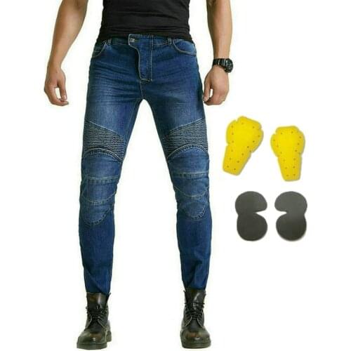 Voleor motorcycle riding trousers knight daily cycling protective jeans straight loose moto sports racing pants with gears
