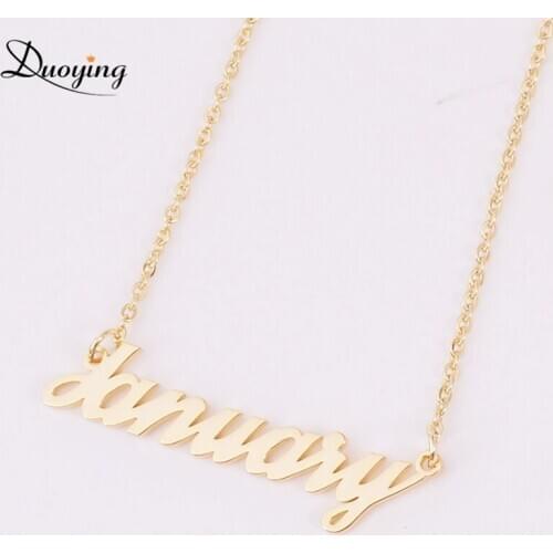 Duoying Custom 12 Month Chain Necklaces Fashion Pendant Stainless Steel Choker Women Personalized Necklace For Birthday Gift