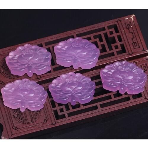 1PC Natural Agate Chalcedony Pink Lotus Pendant Necklace Jewellery Fashion Accessories Hand-Carved Man Luck Amulet Sweater Chain