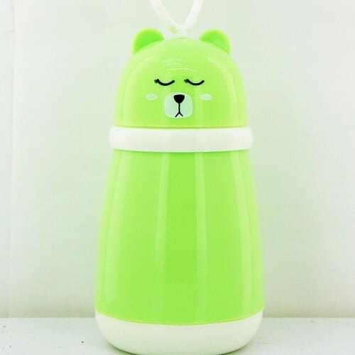 CoverZone Cute Cartoon 380ML Cute Cartoon Glass Cup Portable Thermos Bottle Green
