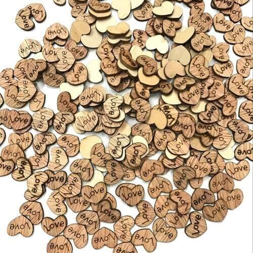 100pcs Wooden Love Heart Wood Decoration Wedding Party Table Scatter DIY Craft Accessories Retro Button DIY Wooden Crafting