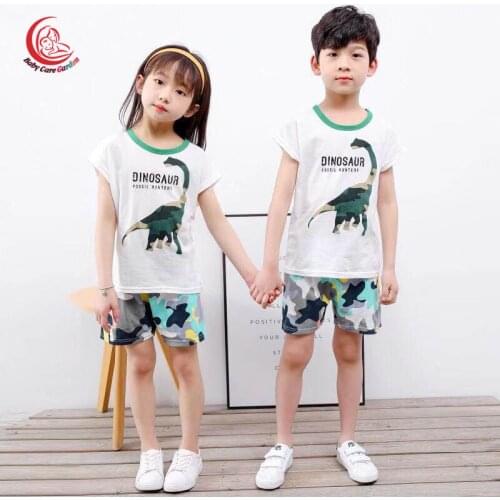 Children Pajamas 2pcs Short Sleeve Cartoon Kids Sleepwear Baby Girl Clothes Sleep Suit Summer Cotton Child Pyjamas Boy Nightwear