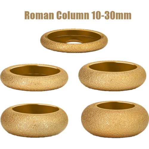 Bore 20mm Dia 3inch 75mm Roman Column Dry Vacuum Brazed Diamond Grinding Wheel Marble Demi-bullnose Edge Profile Grinding Disc