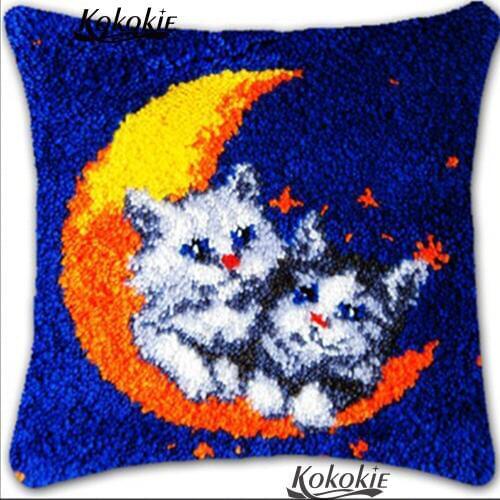 Diy 3d cushion blanket adult crafy kits embroidery thread latch hook rug kits Cross-stitch Needlework Patchwork Pillowcase