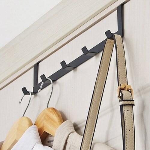 Over-The-Door Hook Rack Iron Hanger Storage Holder Metal Hanging Rack 5 Hooks Hanger for Clothes Coat Hat Towel Bag