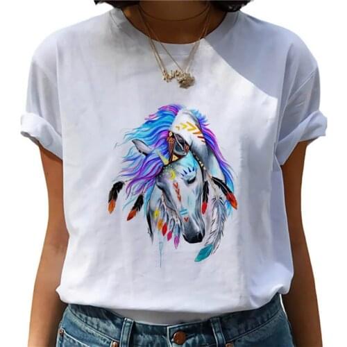 Short Sleeved Tshirt Women t shirt 2021 Summer T-shirt Streamer color graphics Printed Tshirt Female Mujer