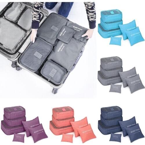 Fashion Hot 6 Pieces Travel Bags Waterproof Clothes Storage Luggage Organizer Pouch Packing Cube