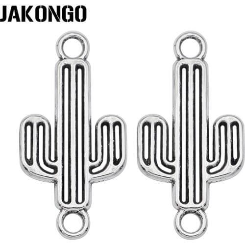JAKONGO Antique Silver Plated Cactus Connector for Jewelry Making Bracelet Accessories DIY 27x13mm 10pcs/pcs