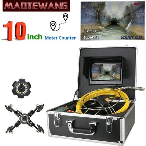 Sewer Pipe Inspection Camera With Meter Counter 10inch Monitor IP68 HD 1000TVL Drain Sewer Pipeline Industrial Endoscope System