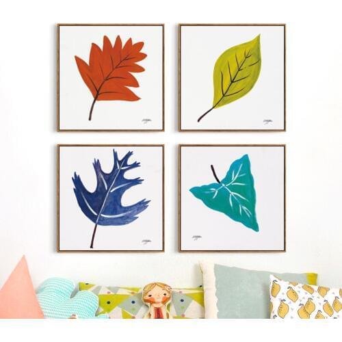 07G Nordic Simple Painter Oil Painting Leaves Plant Canvas Art Print Poster Picture Wall Living Room Home Decoration Murals