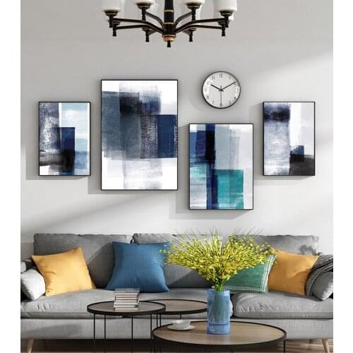 Pictures for Home living Room Home Cuadros Decoration Abstract Minimalist Blue Graffiti Poster Nordic Canvas Painting Wall Art