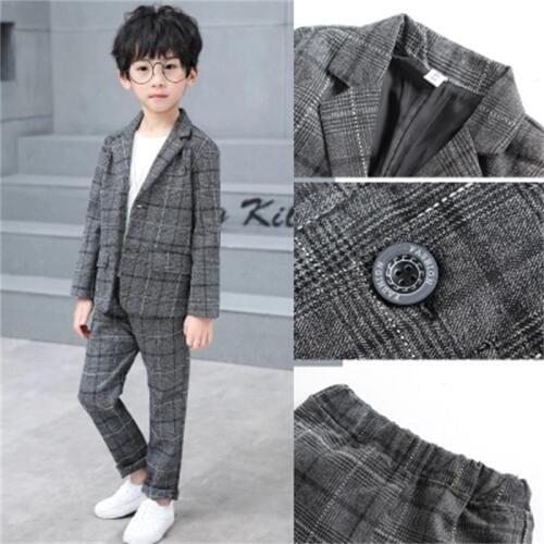 High quality jacket + pants 2 piece boy suit flower girl Slim fit evening dress brand fashion groom dress wedding gray suit