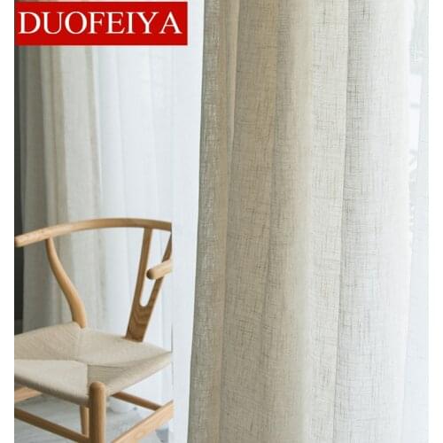 Modern Japanese style linen curtain Thicken gauze curtain contracted bedroom wave window balcony gauze shading window screen