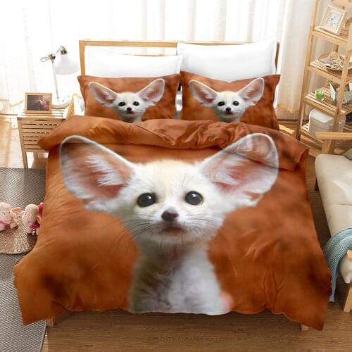 Lovely Fennec Fox Bedding Set Animal Bed Linen Quilt Duvet Cover Sets Home Decor Twin Single Queen King Size Fashion Kawaii Gift