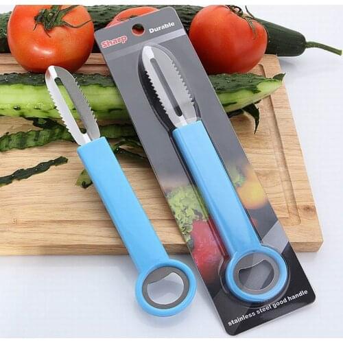 Multifunction Fruit Vegetable Scraping Fish Scales PP Plastic Handle Bottle Opener Cutter Peeler