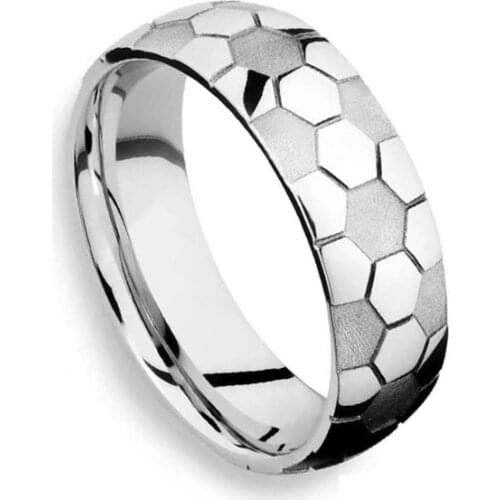 2021 Fashion Football Men Ring Titanium Stainless Steel Couple hexagon Ring for men