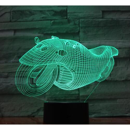 Novel 3D Lamp Motorcycle Bike Motorbike Christmas Lights Acrylic Illusion 7 Colors Touch for Friends Kids Birthday Gift Toys 981