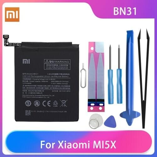 Original Xiaomi Mi 5X Mi5X Redmi Note 5A / Pro Mi A1 Phone batteries BN31 High Capacity Rechargeable Phone Battery Free Tools