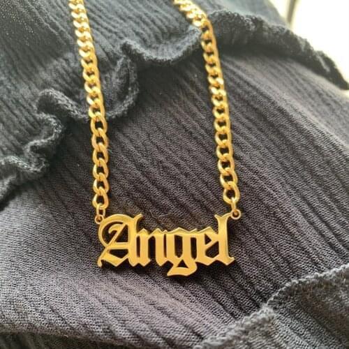 Personalized Custom Name Necklace Pendants Gold Color Cuban Chain Customized Nameplate Necklace for Women Men Handmade Gifts