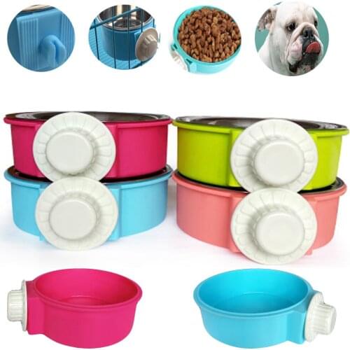 Pet Hanging Feeding Bowl Fixed Stainless Steel Feeder for Cage Removable Easy Cleaning Food Water Bowl Pet Dog Cat Feeder Supply