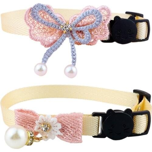 2PCS Cute Pearl Bow Dog Cat Collar Adjustable Bowtie Collar Soft Party Decoration Accessories Suitable For Small Medium Cats Dog