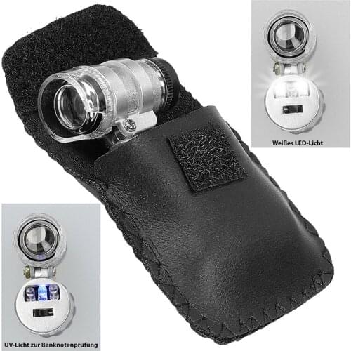 Portable Mini 60X Microscope Jeweler Loupe Magnifier Microscope UV Currency Detector with LED Light Jewelry Tool