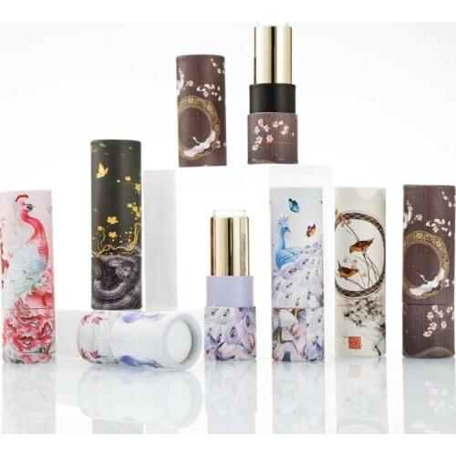 Empty Lipstick Containers Tubes 12.1mm Round Chinese Style Cosmetic Container DIY Paper Lipstick Lip Balm Tube 10pcs 30pcs