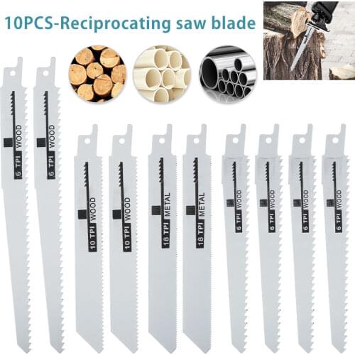 10 Pcs Handsaw Multi Saw Blade Reciprocating Saw Blades Saber Saw for Cutting Wood Metal PVC Tube Power Tools Accessories