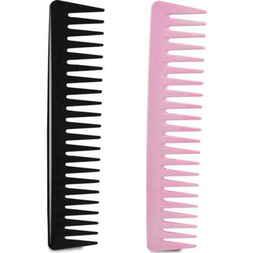 Hair Brush Wide Tooth Comb Black ABS Plastic Heat-resistant Salon Brush Comb For Hair Styling Tool