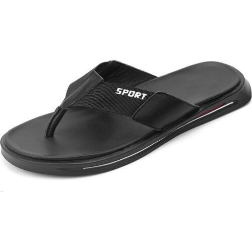 Summer Men slippers Male genuine leather Flip Flops for man Black Casual Beach Sandals Non-slide Shoes