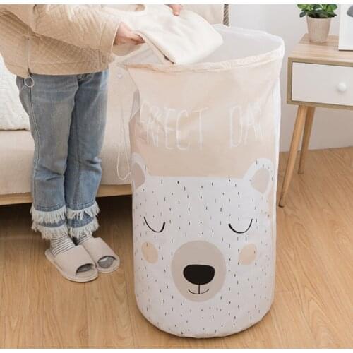 Cartoon Bear Collapsible Storage Bag Beam Port Transparent Organizer Clothes Blanket Baby Toy Basket Container Quilt Travel Bags