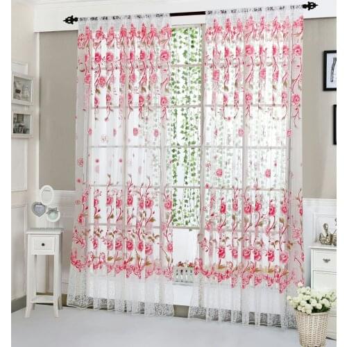 Filter daylight softly billow pleasantly Peony Sheer Curtain Tulle Window Treatment Voile Drape Valance Pink Curtain W30515