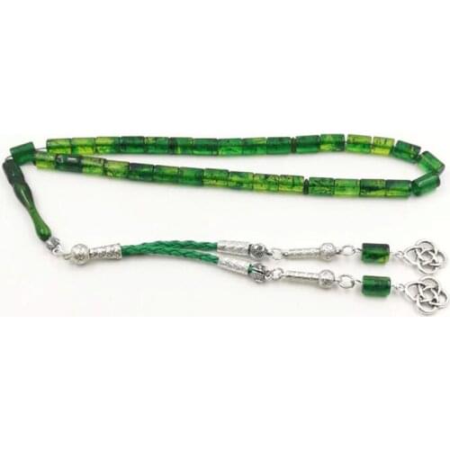 Tasbih Green resin 33 beads Muslim Bracelet Misbaha islamic rosary Arabic Accessories on hand Eid gift for muslim