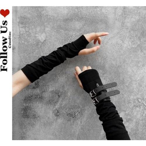 Harajuku Dark Warm Sleeves Female Gothic Cotton Anime Fingerless Gloves Punk Rock Men Women Arm Warmers Fashion Gloves Women