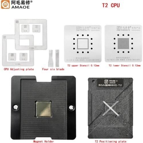 Amaoe BGA Stencil Mac Notebook For T2 CPU Solder Set Reballing Plate Location Magnetic Base Platform Tin Plant Net Heat Template