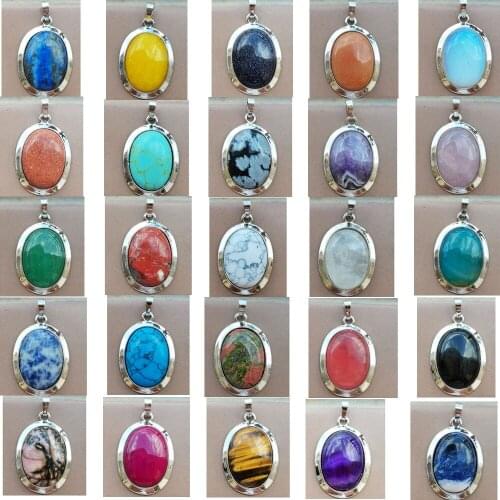 Cherry Quartz Crystal Carnelian Lapis Lazuli Unakite Tiger Eye Howlite Malachite Aventurine Blue Sand Pendant Bead WFH880