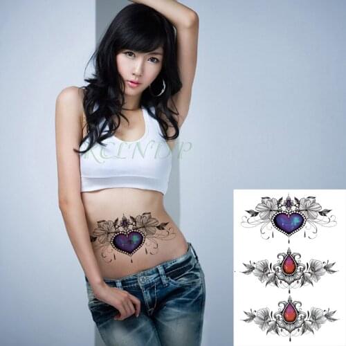 Waterproof Temporary Tattoo Sticker Heart Pattern Flower Fake Tatto Flash Tatoo Back Leg Arm Art for Women Men
