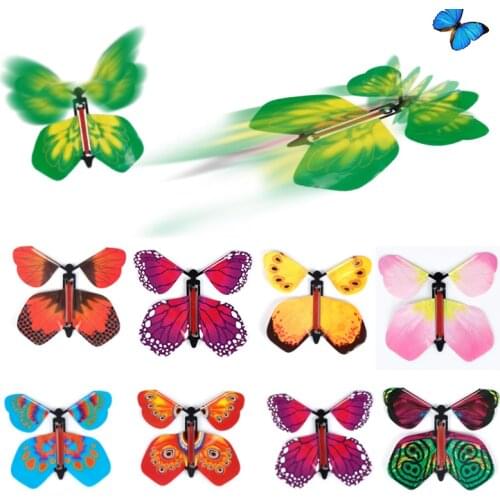 9pcs Party Magic Trick Toy Fairy Flying in the Book Butterfly Rubber Band Powered Wind Up Butterfly Toy Surprise Gift For Kids