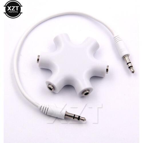 ZB High Qualuity 3.5mm Jack 6 Multi Port Aux Headphone Splitter Audio Cable Adapter Converter