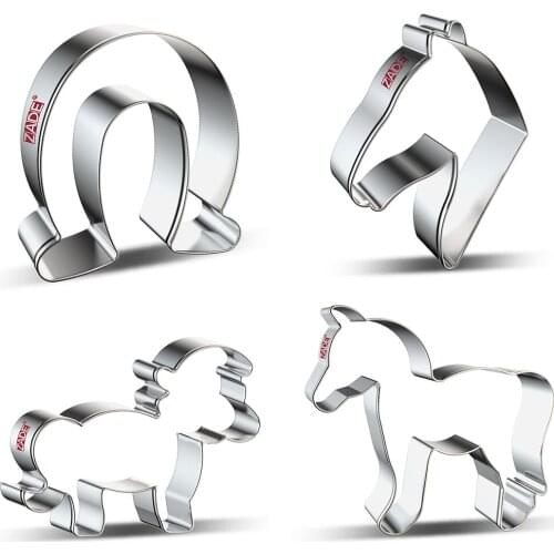 ZADE Horse And Horseshoe Cookie Cutter For Animals Biscuit and Fondant Cutter - Stainless Steel